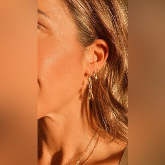Stunning Citrine Earrings Threader Earrings Gemstone Jewelry Non-tarnish Gold - Picture 8 of 12